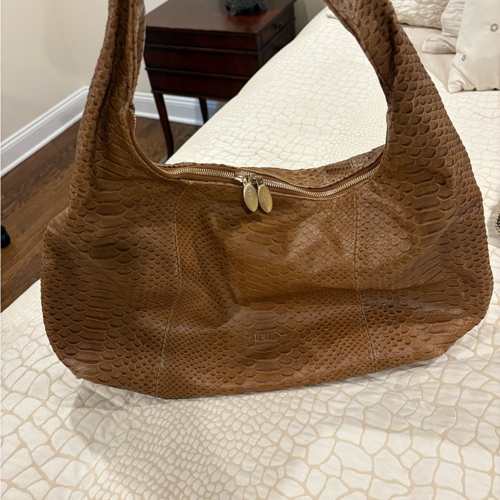 Furla Brown Textured Women's Bag